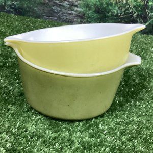 Vintage Pyrex Baking Dish Bowls Green Yellow